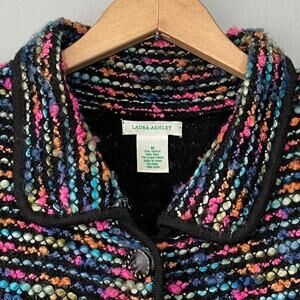 Laura Ashley Size M Textured Rainbow Tweed Wool Blazer Sweater Jacket Academia